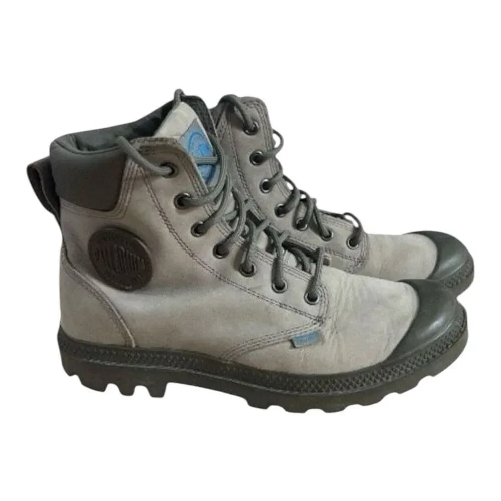 Palladium Boots Brown Combat Mens 6 Women 7.5 Utility Leather Lace Up Shoes